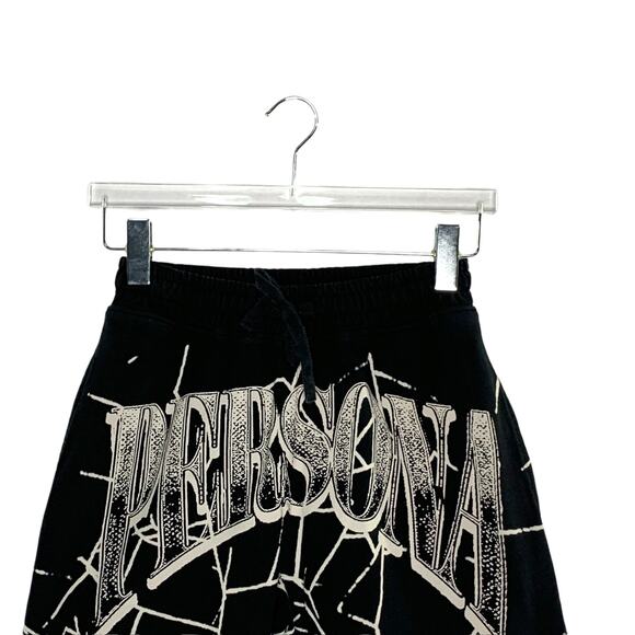 Persona S Mens Cracked Glass Black White Pull On Sweat Shorts Y2K 90s Grunge - Picture 3 of 8